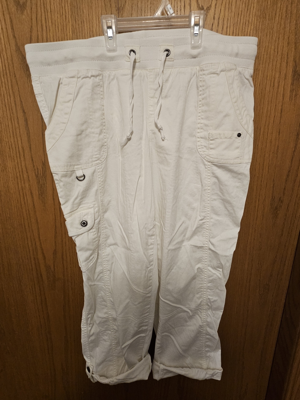 Maurices White Women's Cargo Capris with Drawstring Waist